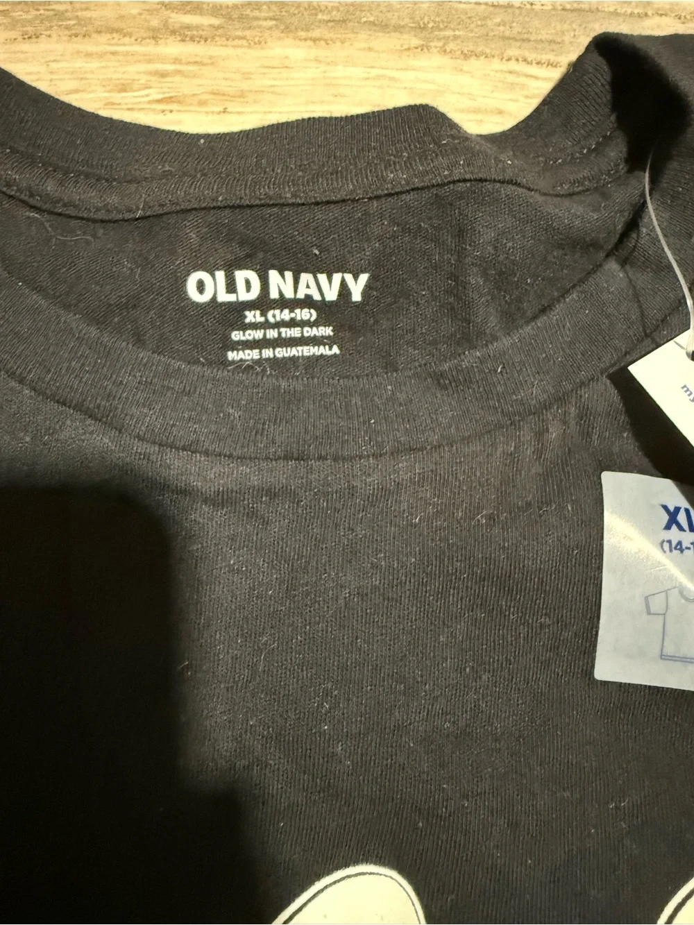 Old Navy Black Short-Sleeve Tee with White Skate Ghosts